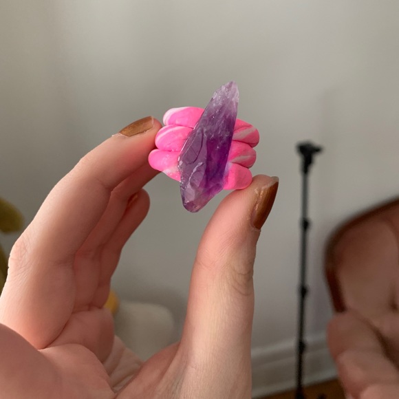 FREE ADD ON Handmade Pink Amethyst Clay Ring - Picture 5 of 5